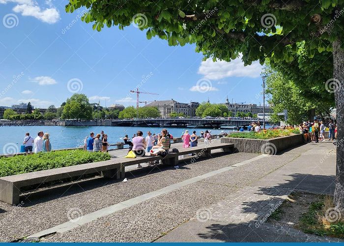 Bellevueplatz Summer Afternoon View in Bellevueplatz, Zurich. Editorial Stock ... photo